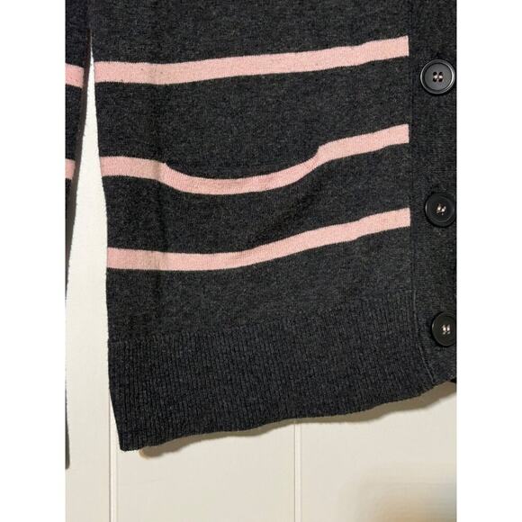 Ann Taylor Loft Cardigan Striped Button-Front Gray Pink Stripes Size Medium - Picture 4 of 9